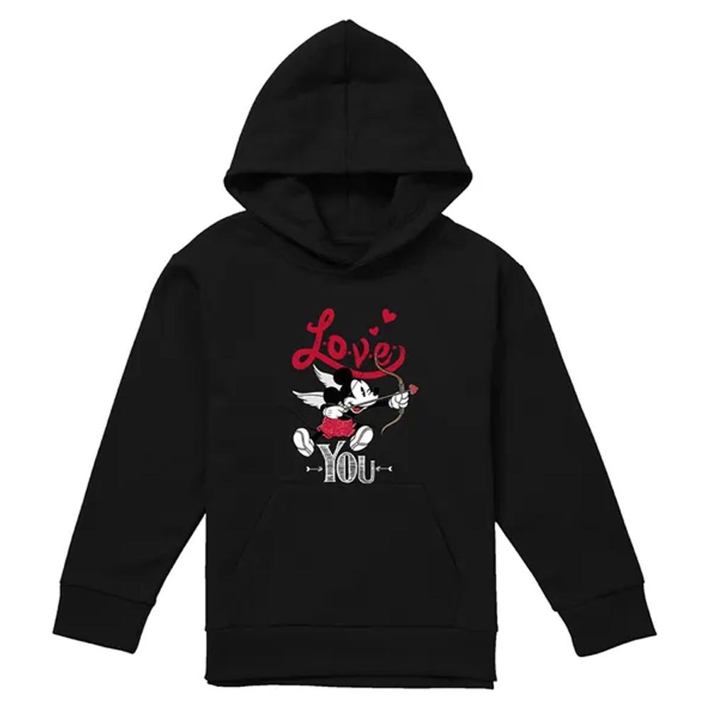 Disney Childrens/Kids Love You Mickey Mouse Cupid Valentine`s Day Hoodie