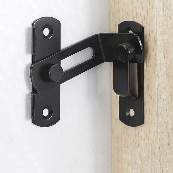 Grandes Boucles De Verrouillage De Porte Angle Droit De 90 Degrs Boulons De Verrouillage Incurvs De Verrouillage Coulissant - Noir