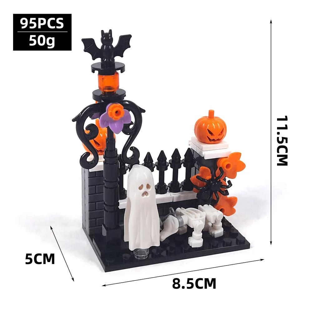 MOC Хэллоуин дом с привидениями набор строительных блоков игрушка DIY сборка сцена ужасов кладбище строительная комбинация украшение для вечеринки подарок