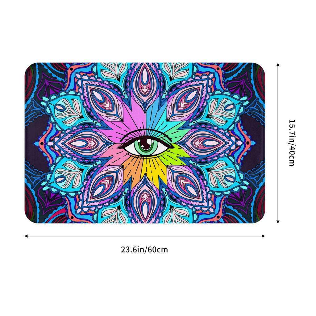 Stylish Eye Mandala Art Doormat, Suitable for Machine Washing, Perfect for Bathrooms, Bedrooms, Living Rooms, And Entrances