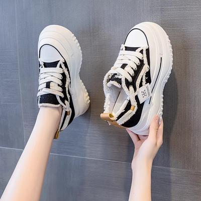 Женская обувь из натуральной кожи Elevator, весенняя новая платформа, туфли на высокой платформе, женские повседневные кроссовки, парусиновая обувь