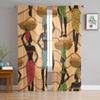 African Woman Street Vendors With Fruit Baskets On The Heads Tulle Sheer Curtains for Living Room Decor Voile Organza Curtain