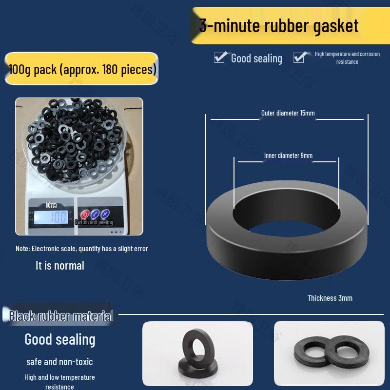 Набор плоских резиновых шайб: Водонепроницаемые прокладки для душевых шлангов и смесителей - Размеры 3/8", 1/2", 3/4", 1"