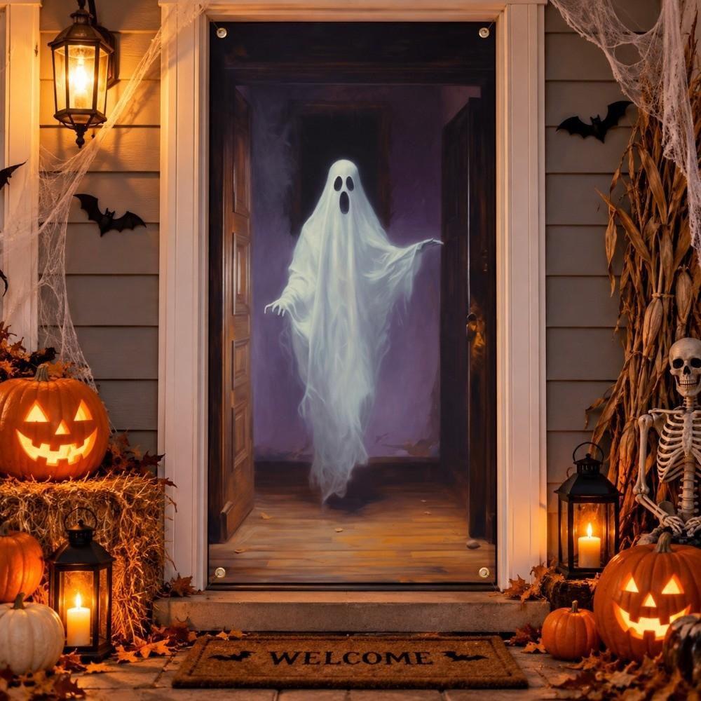 Ghost Blood Stain Skeleton Halloween 2D Door Banner Rectangular Halloween Background Banner Party