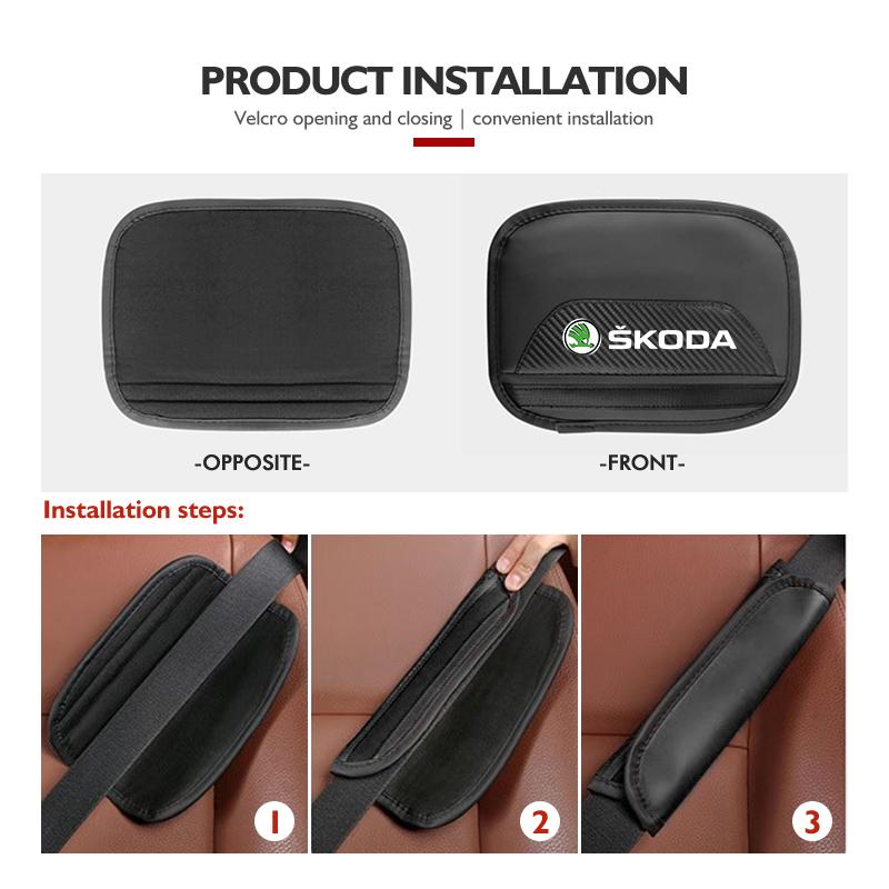 cqmes7 Seat Belt Cover Car Styling Cotton Safety Shoulder Protector Auto Accessories For Skoda Kamiq Karoq Octavia 2 3 Rapid Scala Kami