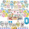 Chiikawa kawaii Happy Birthday Party Decorations Cute plate Banner Cake Topper Flag Balloons Disposable tableware Decorations
