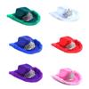 Feather Tinsel Brim Cowboy Hat for Women Western Cowboy Hat Church Hat Model Show Cowboy Hat Rhinestones Crown Hat