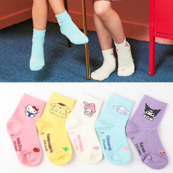 Sanrio Children's Mid-neck Socks 5-piece Set, a Popular Character In Korea