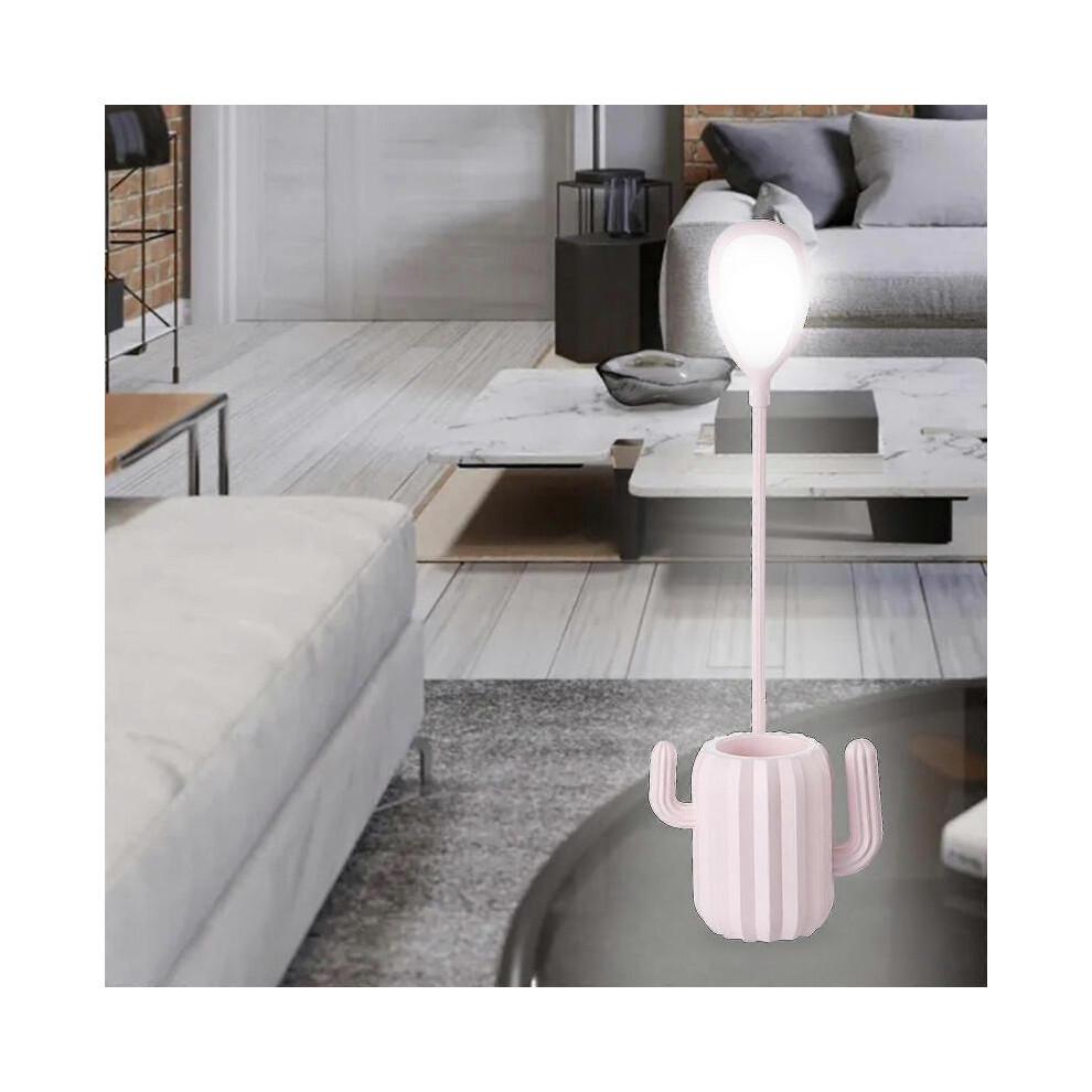 (Pink)Desk Lamp Eye Protection Table Lamp Cactus Pen Holder Led Table Lamp Charging Student Bedside Dormitory Reading Natural Light Table Lamp Lamp