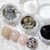 Fairy Nail Art Decorations: Flower Petal Glitter Sequins in Gold, Silver, Black, and White