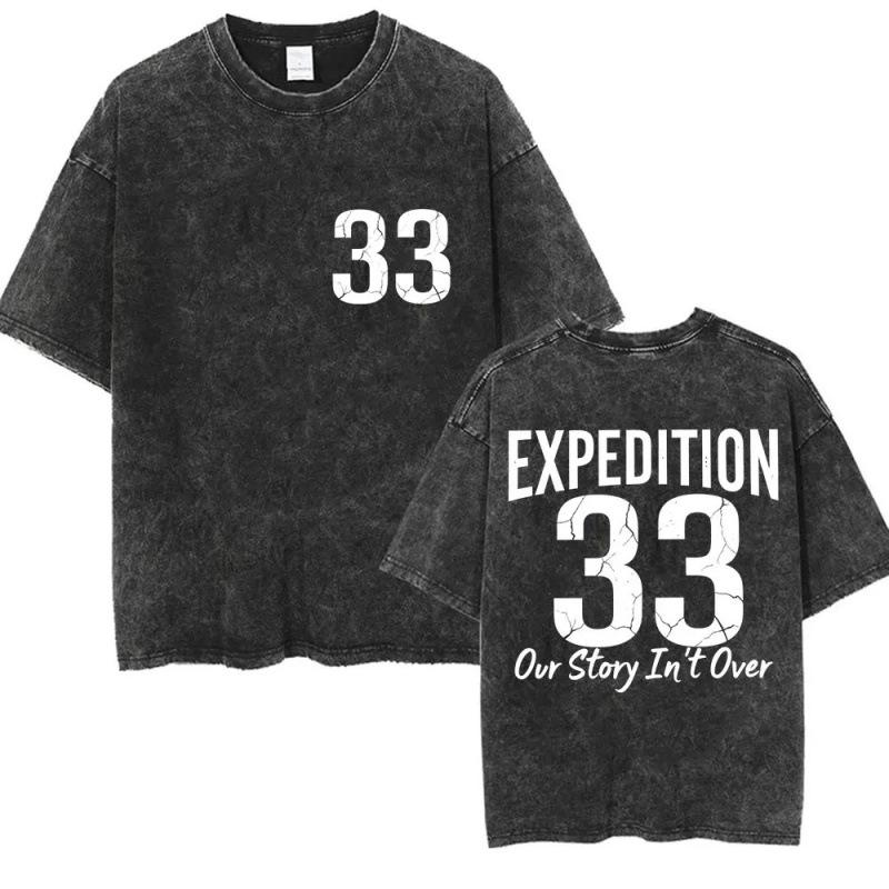 Fashion Personality T-Shirt Game Clair Obscur Expédition 33 Vintage Washed