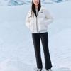 Skechers Базовая утепленная короткая куртка с капюшоном, тканая, с принтом логотипа-буквы, пуховик, женские куртки, Тофу-Белый P423W084-0211