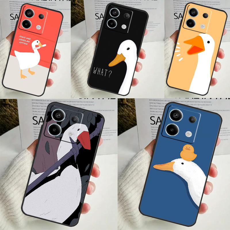 Cartoon Funny Goose Case For Xiaomi Redmi Note 13 12 11 8 9 10 Pro Note 12S 11S 10S Redmi 12 10C 12C 13C Cover