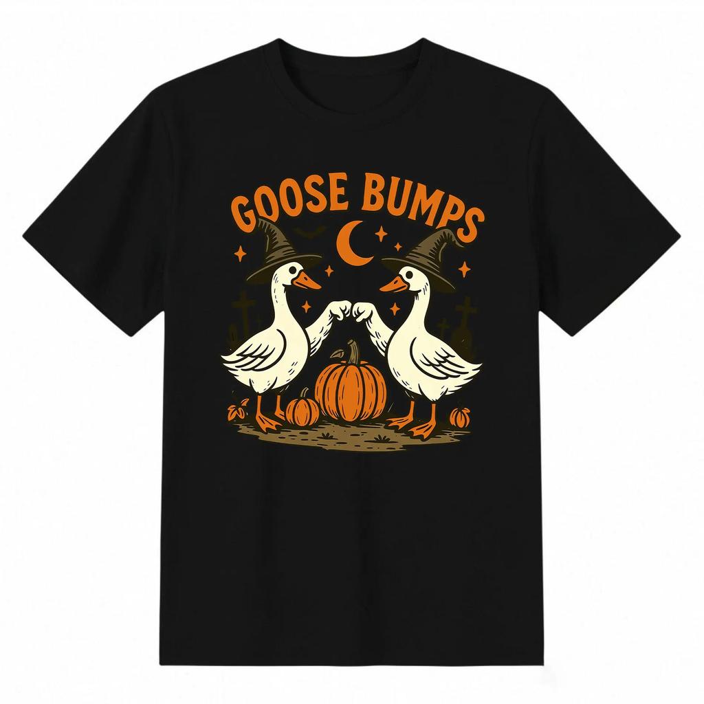 Goose Bumps Halloween Witch Goose Pumpkin Cute Fall T-Shirt Design