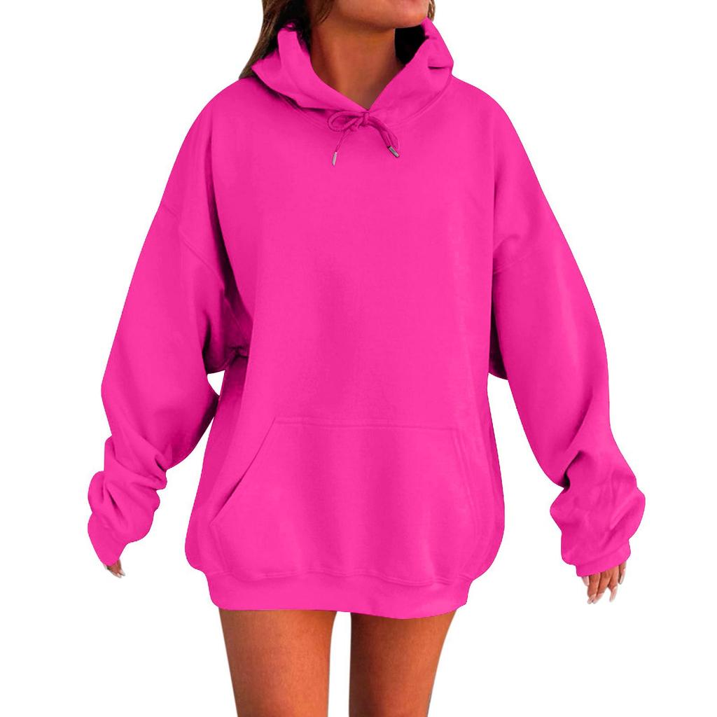 Women's Long Sleeve Oversized Oversized Drop Shoulder Sleeves Women's Hooded Plush Sweatshirt