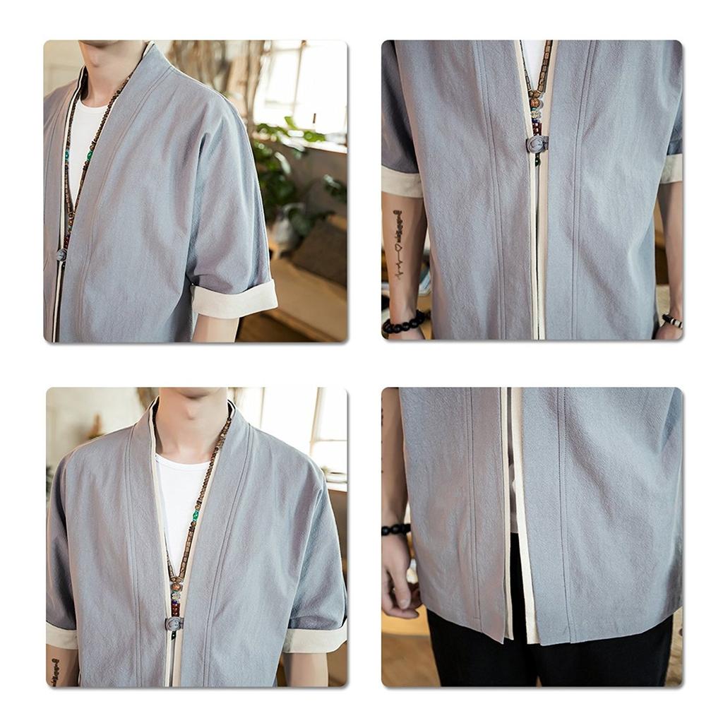 Летняя одежда для невысоких крупных японских многослойных прохладных Черный L [foveitaa] мужская, худи в японском стиле, рукав 3/4, рукав 5/8, рукав, мужская летняя,