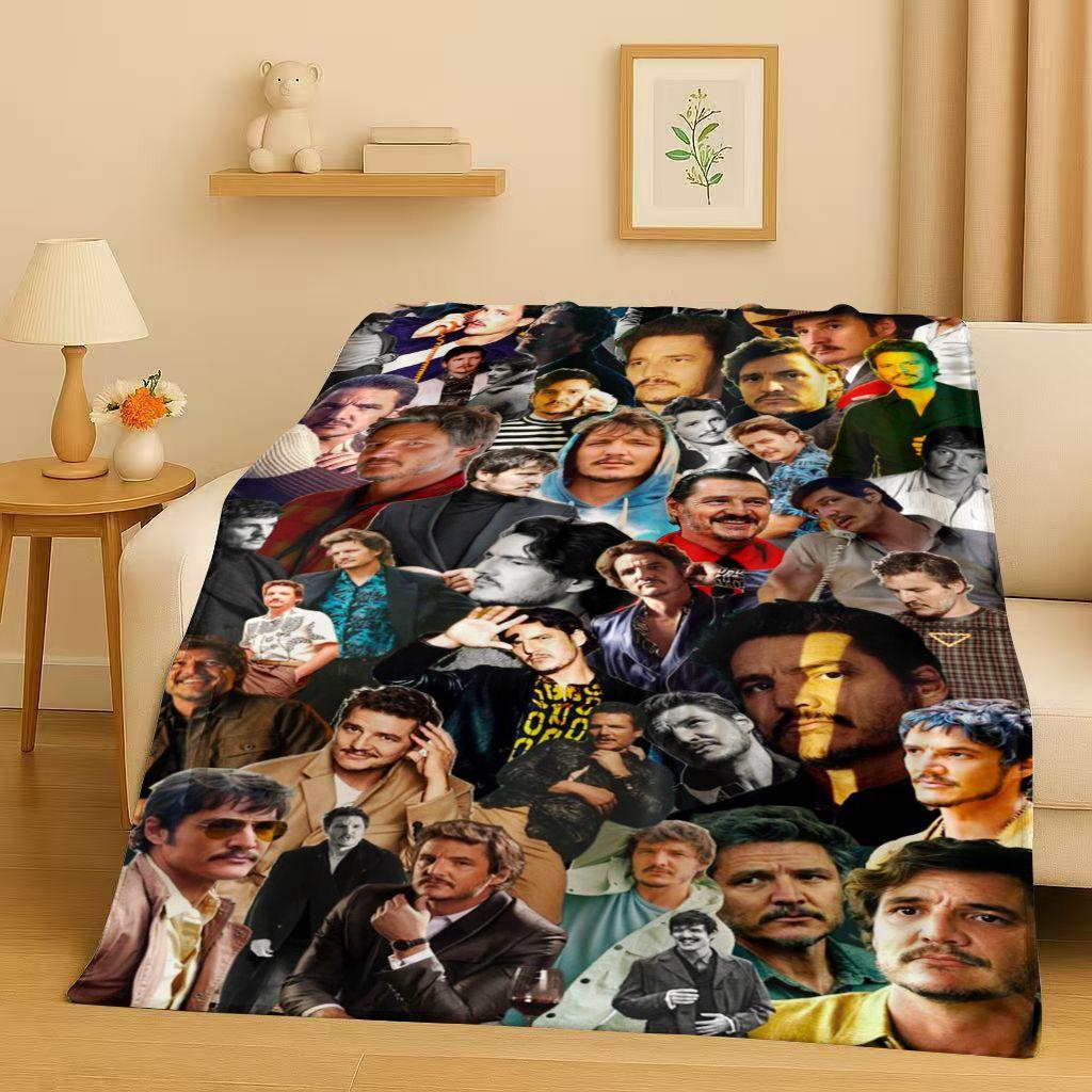 3D Pedro Pascal Handsome Actor Flannel Blanket,Ultra Soft Warm Plush Throw for Home Bedroom Bed Sofa Cover Kids Picnic Gift