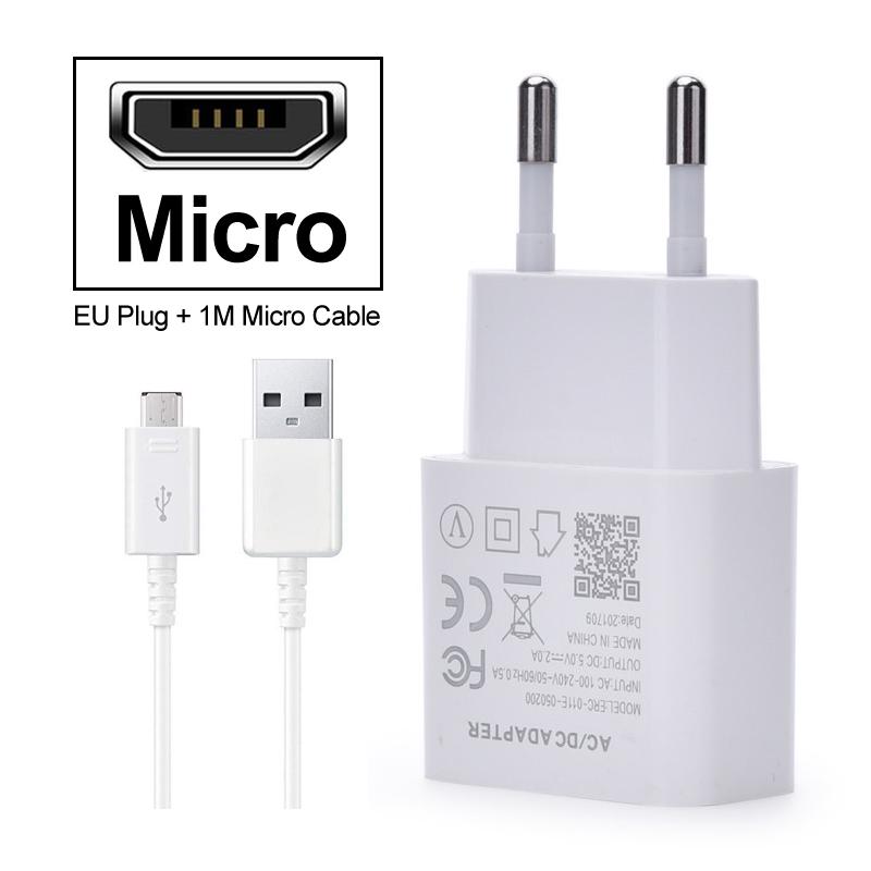 Fast Charger EU Plug Quick Charge for Samsung S7 Edge S8 S9 Plus Note 8 9 A8  J4 J6  Plus Prime J2 Core Type-C Usb Cable