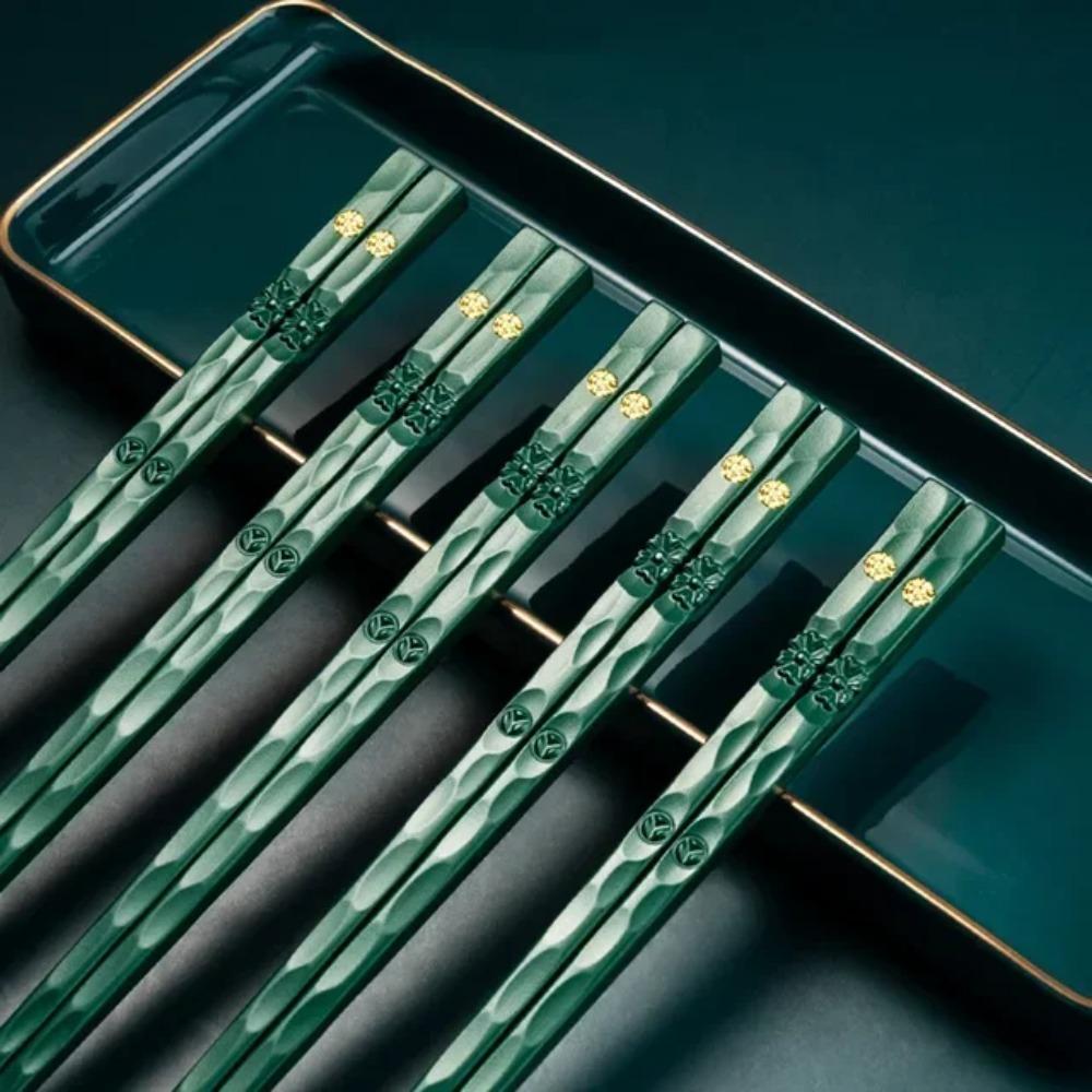 5 пар японских палочек для еды, палочки для суши, многоразовые металлические корейские палочки для еды, здоровые сплавные столовые приборы, палочки для еды