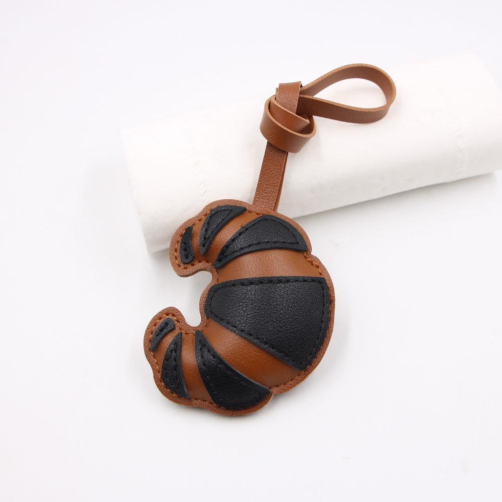 Cartoon Croissant Keychain PU Leather Bag Pendant Lovely PU Leather Hanger Women
