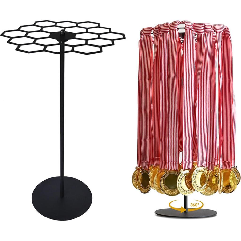 Rotatable Medal Hanger Desktop Medal Display Rack Multifunctional Metal Medal Hanger Desktop Medal Storage Rack