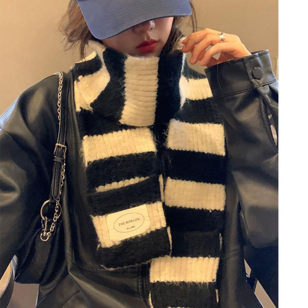 Soft Winter Scarf Striped Shawl Wrap Retro Long Scarves Women