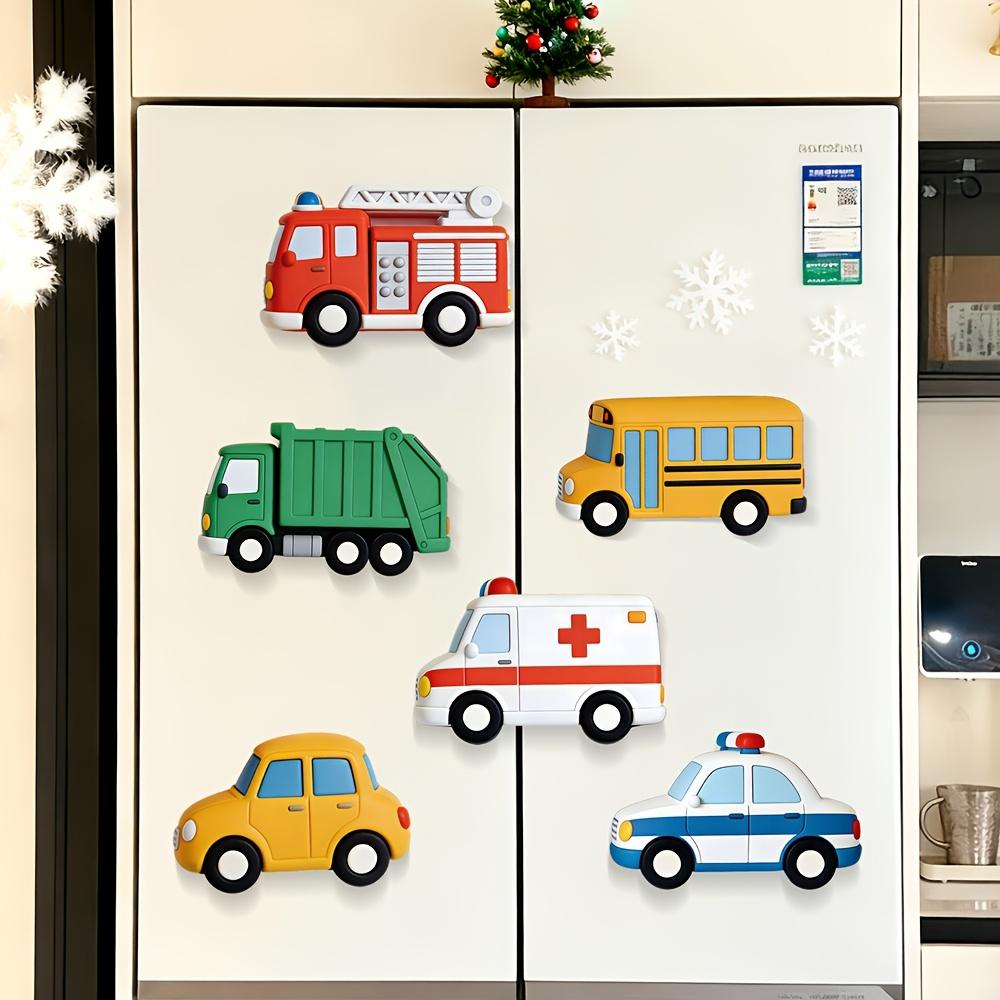 6pcs Transport Theme & Soft,Colorful Cartoon Fridge Magnet Set - for Fridge, Locker & Dishwasher - Fun Home Decor & Perfect Gift