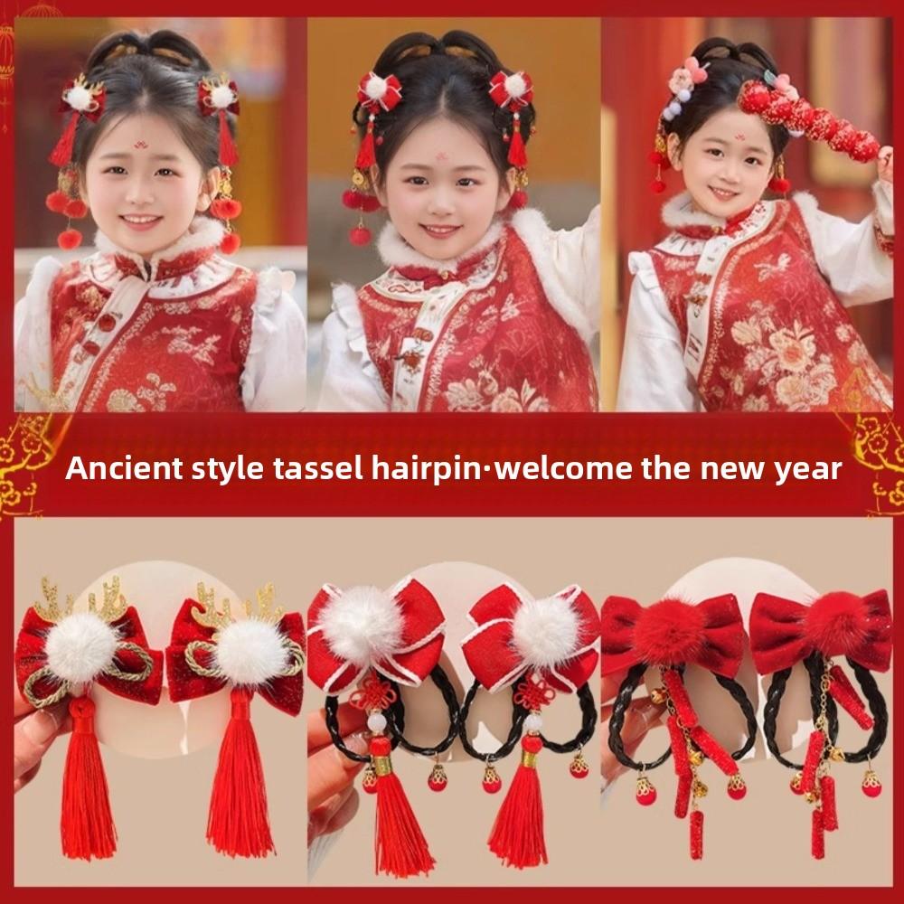 Cloth Japanese Kimono Headwear Bow New Year Bow Hairpin Chinese Tassel Fan Hairpin Cheongsam