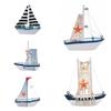 Gifts Mediterranean Style Nautical Figurine Sailing Boat Model Wooden Ship Ornaments Vessel Crafts