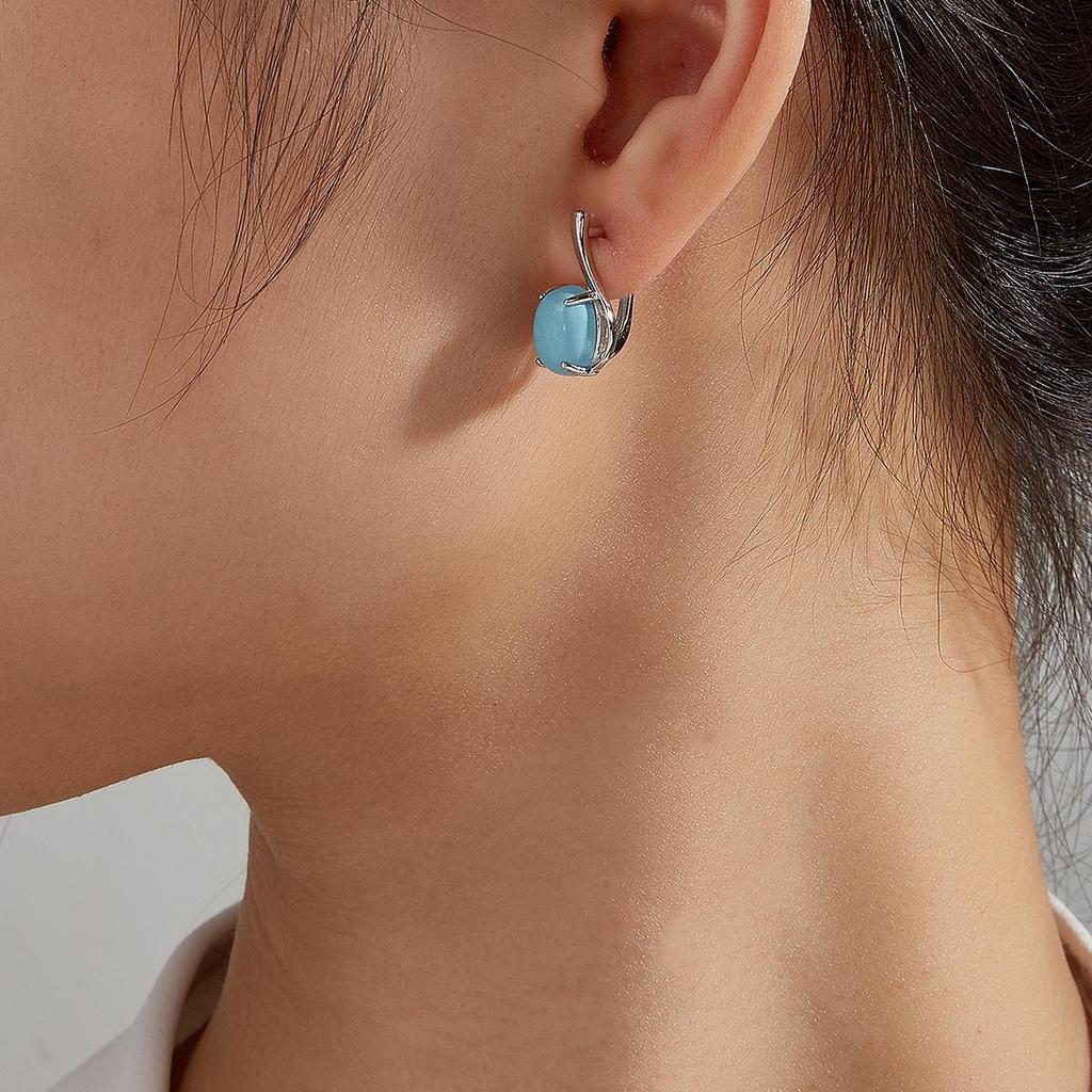 1 пара женских серег простого дизайна с зеленой бирюзой, элегантные изысканные ювелирные изделия из стерлингового серебра 925 пробы