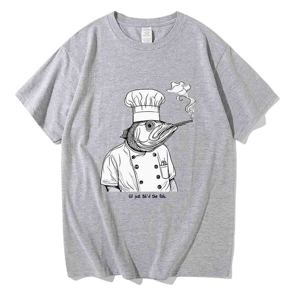 Джил просто 86'д Рыбу Футболка Шеф-повар Осьминог Смешная Мужская/женская Одежда Одежда Харадзюку Летние Унисекс Графические Футболки