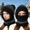 Вязаная шапка шарф три в одном с капюшоном головной убор лоскутное шитье цвет флисовая подкладка ветрозащитный зимний головной убор