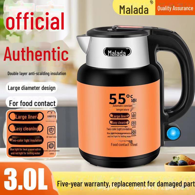 Электрический чайник Wanlida из нержавеющей стали с автоматическим отключением и контролем температуры — идеально подходит для общежитий и домов