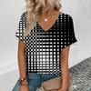 Летняя футболка с 3D-принтом для женщин, повседневная футболка, женские футболки с V-образным вырезом
