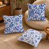 Blue And White Floral Pillow Case Breathable Organic Short Plush Cushion Covers Machine Washable Wrinkle-Resistant Soft Durable