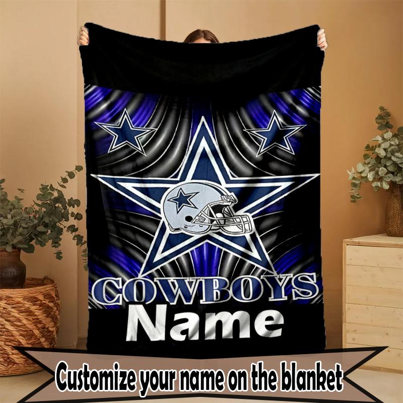 Custom Name Personalized Dallas Cowboys Print Blanket, Home Decor, Bedroom, Sofa, Camping, Couch, Gifts for Birthday ChristmasEnthusiasts