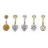 5Pcs/Set Stainless Steel  Navel Belly Button Rings Bar Piercing Jewelry