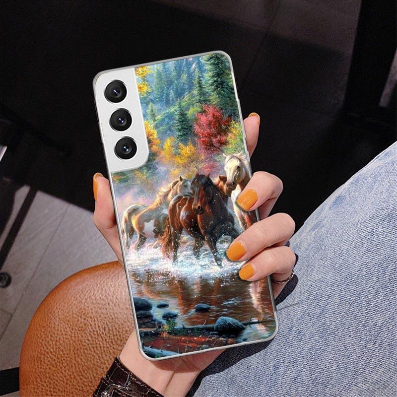 Horse Great Beauty Galloping Phone Case For Samsung Galaxy S24 S25 Edge S26 Ultra S23 S22 S21 Plus S20 FE + Personalized Print C