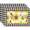 XCHI Black and White Buffalo Plaid Sunflower Daisy Bees Honey Summer Table Runner Decoration for Home Kitchen Holiday Party Farmhouse 13x72 Inch