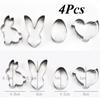 4Pcs/Set Cake Cutters Easter Series Rabbit Shape Mold Cookie Stencils Stainless Steel Metal Baking