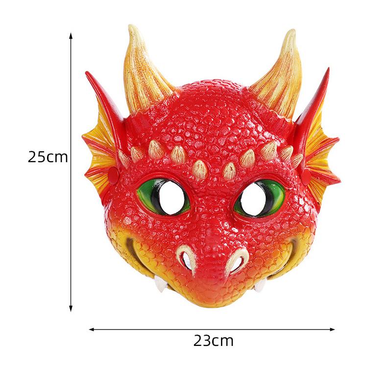 Realistic Horned Dragon Latex Mask Kids Fantasy Cosplay Mask For Halloween Carnival Masquerade Stage Performance Party Prop