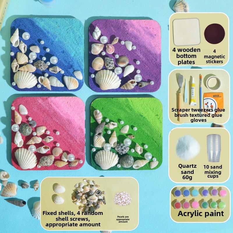 Картина с текстурой кварцевого песка Магниты на холодильник Ручной работы DIY Материал Пакет Океанский магнит на холодильник Домашний декор