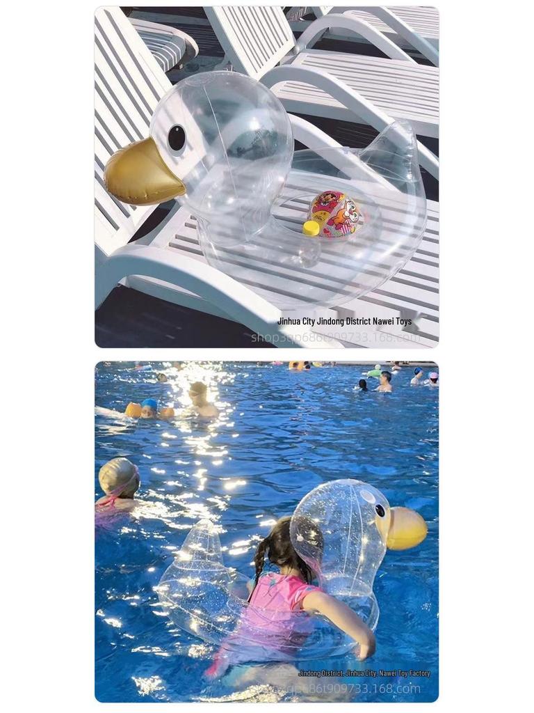Transparent Duck Sitting Inflatable Swimming Ring for Infants and Kids (2-6 Years)