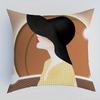 Short Plush Material Pillowcasehome Decor Fashionable Women With Hats And Flowers Cushion Pattern Cushion Cover Suitable For Sof