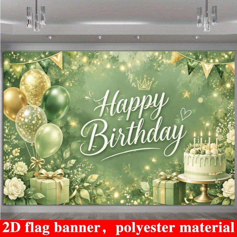 2D Flat Banner, Birthday Backdrop, Balloons, Cake, Gift Box Decor