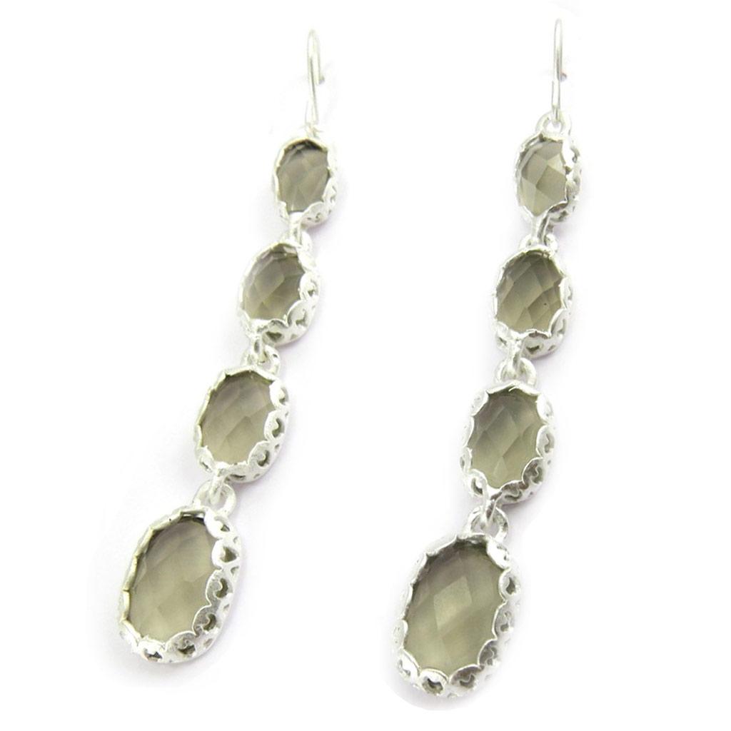 Les Trésors De Lily [E4187] - 'Cristal Palace' Earrings Gray