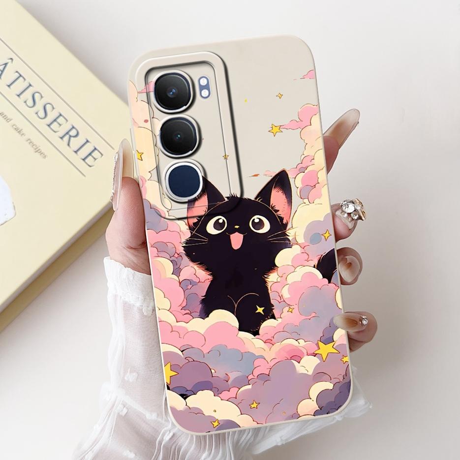 Для Vivo Y19s 4G Чехол V2419 Милый Кот Сетчатый Рисунок Чехол Ударопрочный Мягкий Силиконовый Чехол для Телефона Для Vivo Y19s Y 19 s VivoY19s Fundas