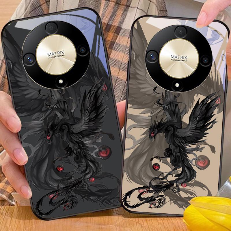Черный мультяшный Дапэн для Honor Magic 6 50 70 90 Lite X7b 200 Pro Nova 10 Nova 5T X6 P30 Pura 70 Ultra Чехол для телефона из закаленного стекла