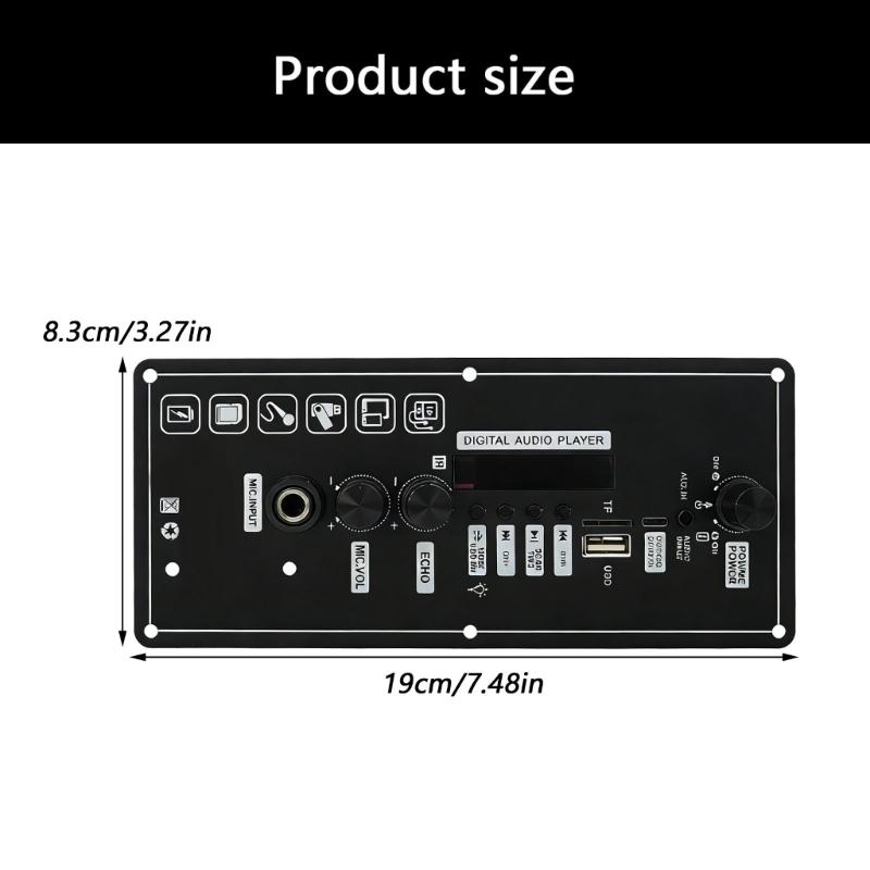 15 Вт LCD Дисплей Bluetooth-совместимая плата усилителя звука Аккумуляторная батарея Поддержка USB-зарядки USB-входы для автомобиля Дома