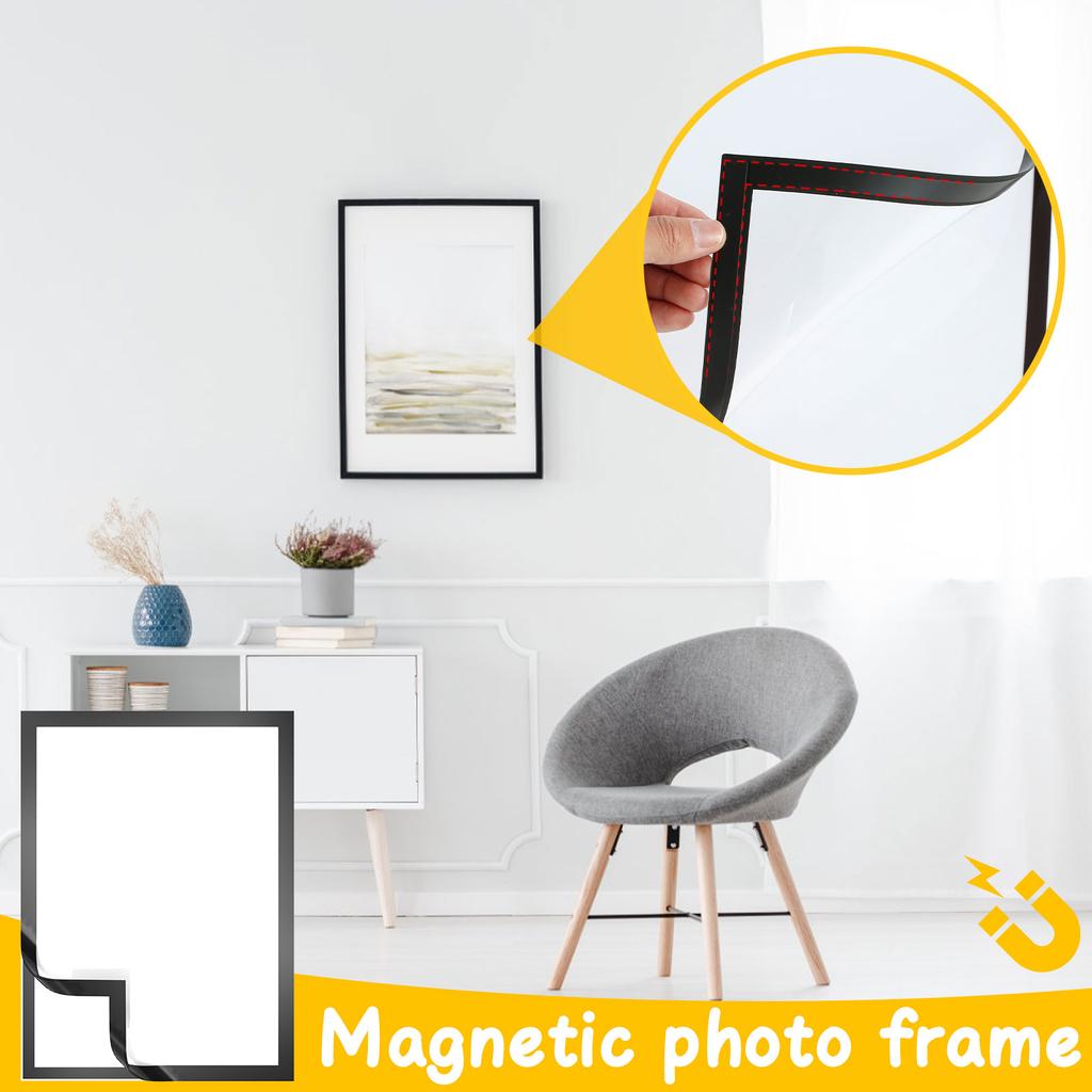 10 шт. Прямоугольная магнитная фоторамка 12 x 16 дюймов Черная Самоклеящаяся Без сверления Рамка для демонстрации Многоразовая Рамка для художественного постера на стену